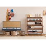 Hanah Home Form - 1048 Conjunto Muebles Recibidor Zapatero Banco Almacenamiento Tablero Melamina Patas Madera Sonomo Azul Oscuro